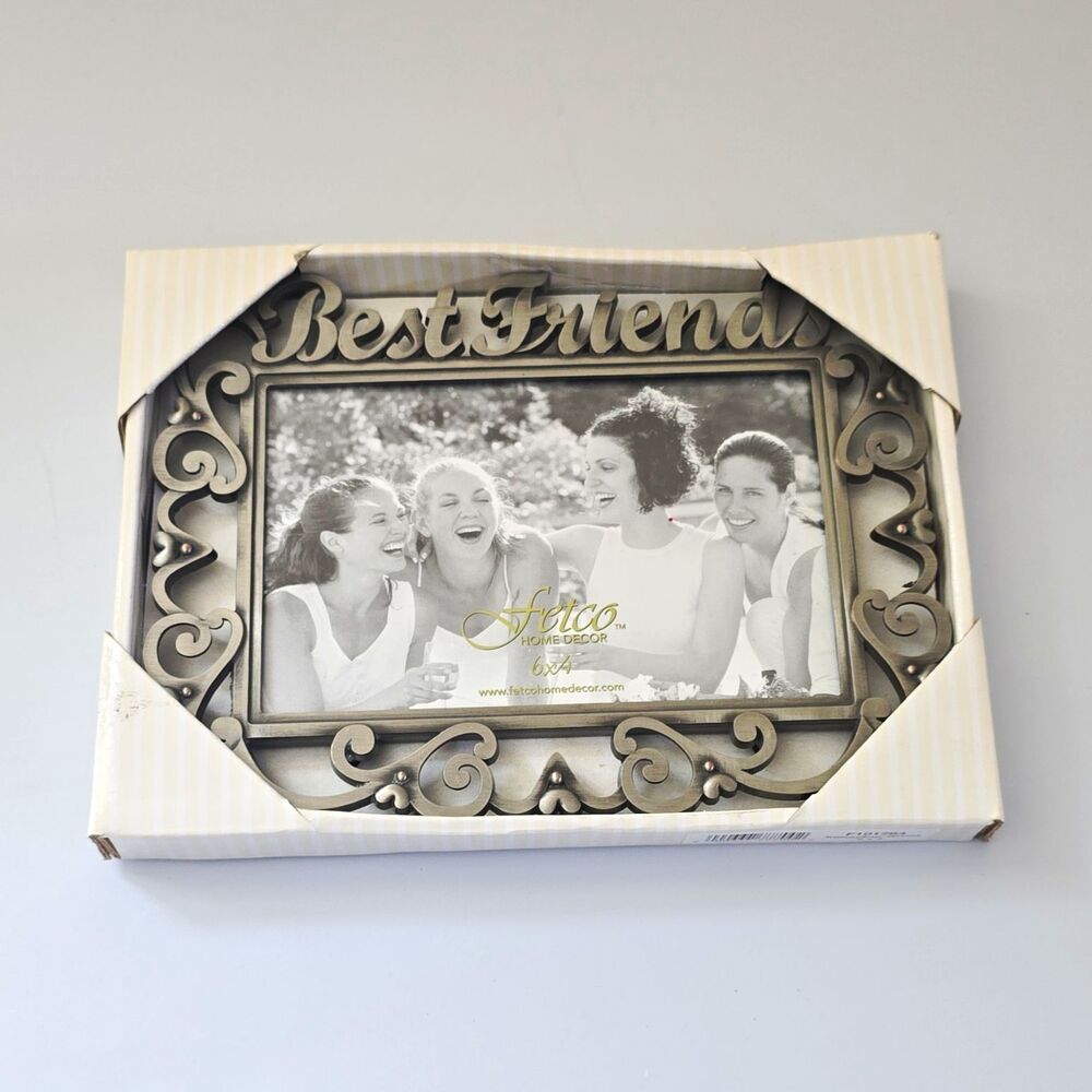 Fetco Home Decor Best Friends Ornate Matte Gray Metal 6x4 Frame Landscape